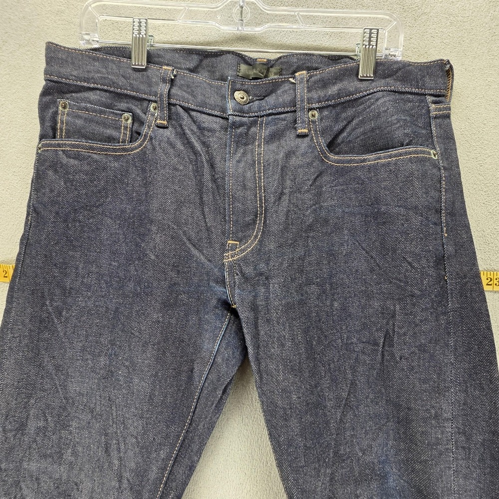 Selvedge Jeans Mens 33x24 Blue Uniqlo Slim Straight Low Rise Kaihara Denim - Picture 13 of 16